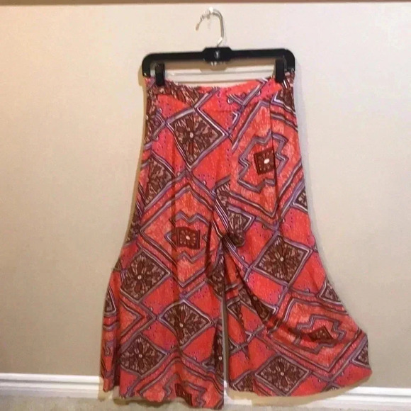 Anthropologie Floral Boho 70’s Styling Wide Leg Pant Zip Front- Size 4 - Picture 1 of 10